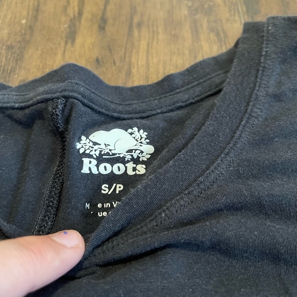 Roots cotton black long sleeve shirt size small - Picture 3 of 3